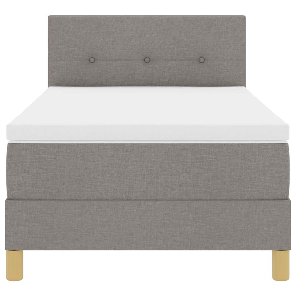 Box Spring Bed with Pillow and Headboard Taupe 90 x 200 cm Fabric