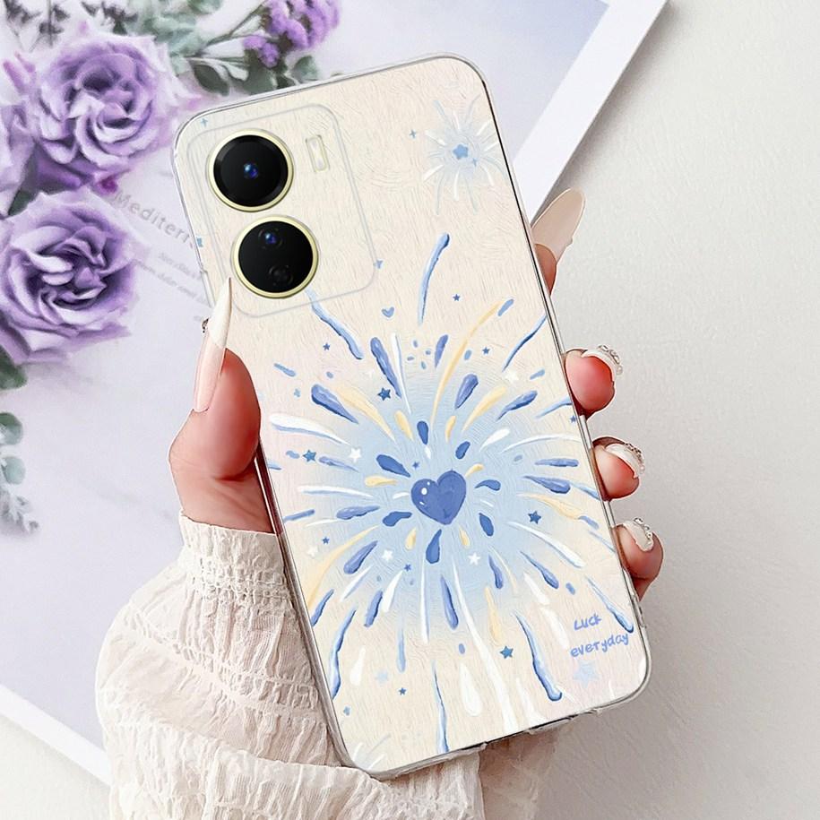 Чехол для Vivo Y16 V2204 V2214 Милое Сердце Мультяшный Рисунок Мягкий Силиконовый Задний Чехол для Vivo Y56 5G V2225 T2x IQOO Z7i Чехол для Телефона