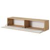 Meuble TV - TELIRE - 140 cm en chêne artisan avec façade fraisée et inserts noirs