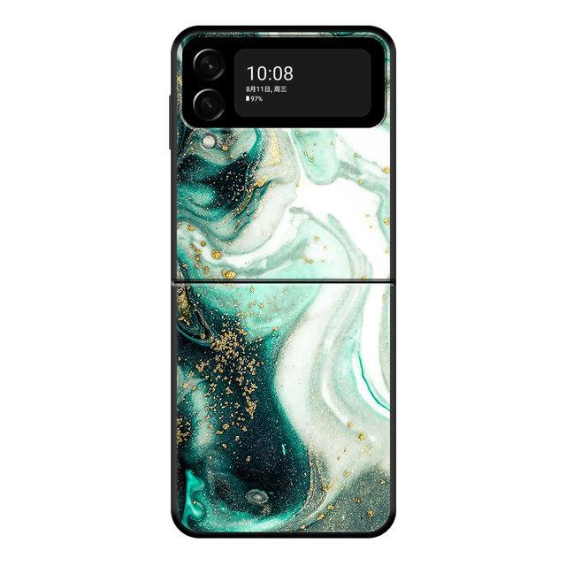 Для Samsung Zflip3 Z Flip3 5g Zflip Flip Черный ПК Смартфон Чехол Розовое Золото Мрамор Арт Мода Жесткий