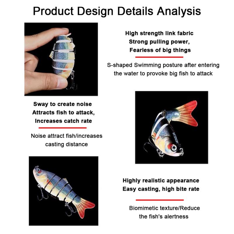 10cm/18g Fishing Lures 12 Colors Multi Segments Jointed Bionic Fake Bait Sinking Wobblers Fishing
