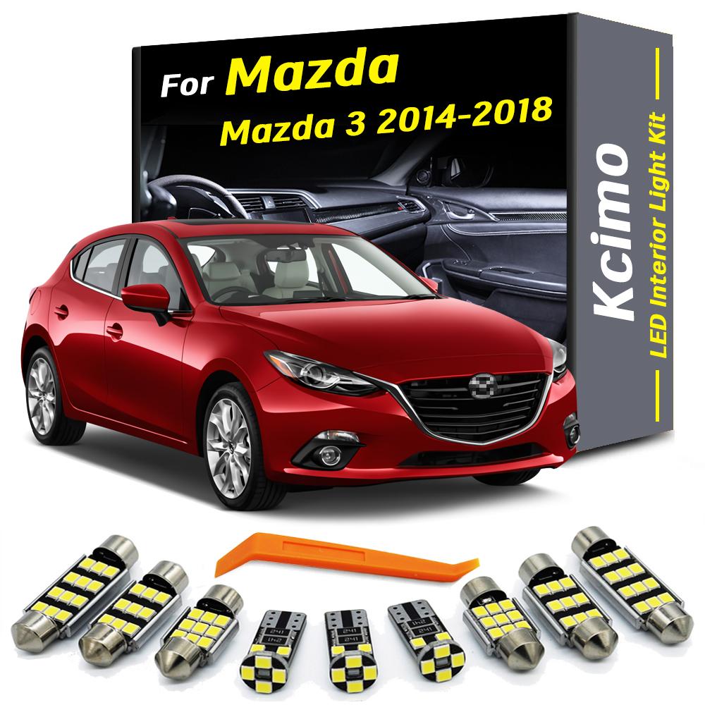 Kcimo 11 шт. Автомобильный светодиодный комплект внутреннего плафона для Mazda 3 BM BN Mazda3 2014 2015 2016 2017 2018 Солнцезащитный козырек багажника Лампочка Canbus