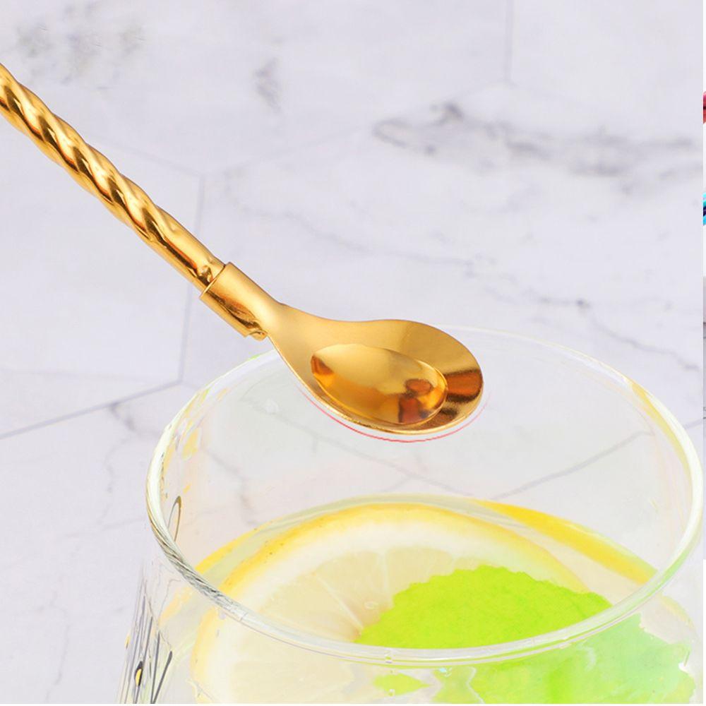 Home Metal Bar Tea Reusable Stainless Steel Drinking Straw Coffee Spoons Straws Spoon