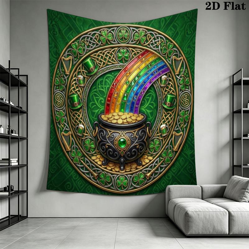 St. Patrick's Day Wall Tapestry Aesthetic Wall Hanging Printed Fabric Blanket Decorative Tapestries for Bedroom Living Room Home Decor