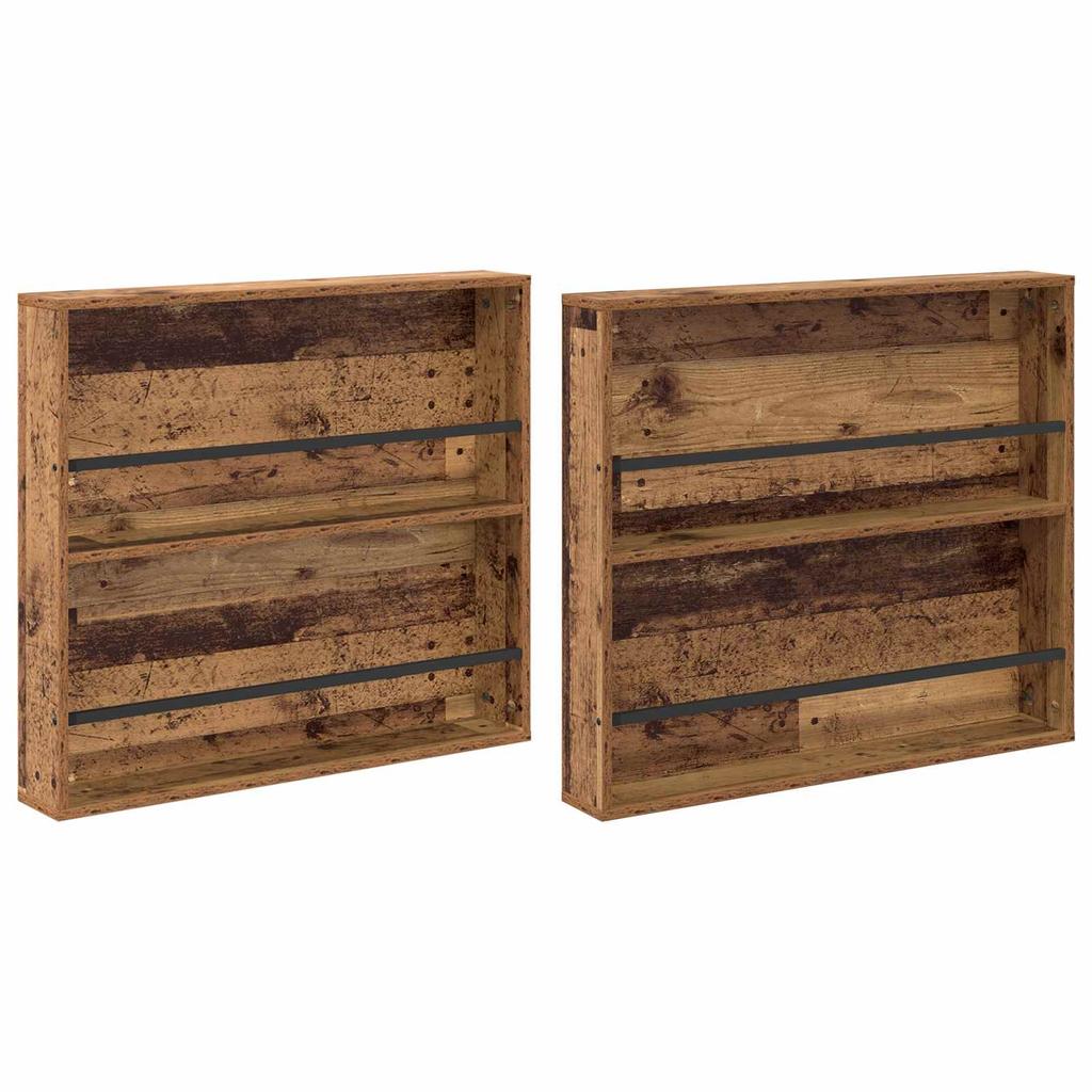 Magazine Shelf 2 pcs Reclaimed Wood Look 80 x 12 x 70 cm Engineered Wood