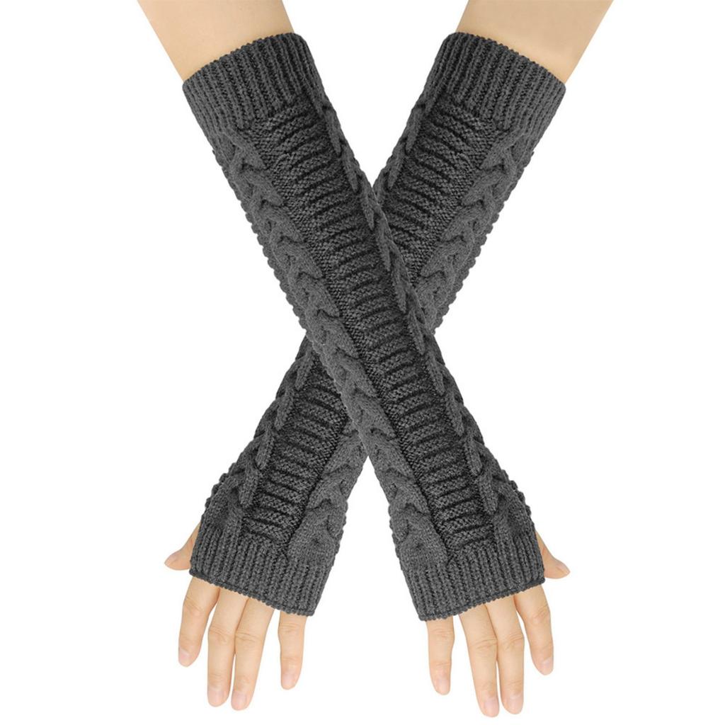 Women's Winter Warm Wool Gloves, Fingerless Long Sleeve Extended Gloves