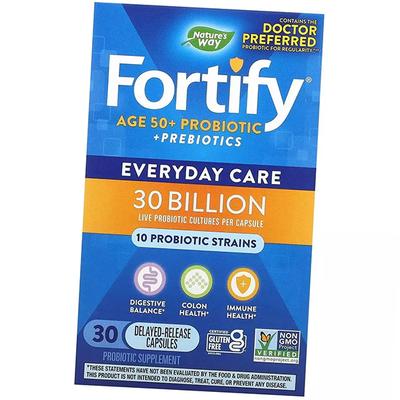Пробиотики и пребиотик для взрослых 50+, Fortify Optima Probiotic + Prebiotics Adult 50+, 30вегкапс (69344008)