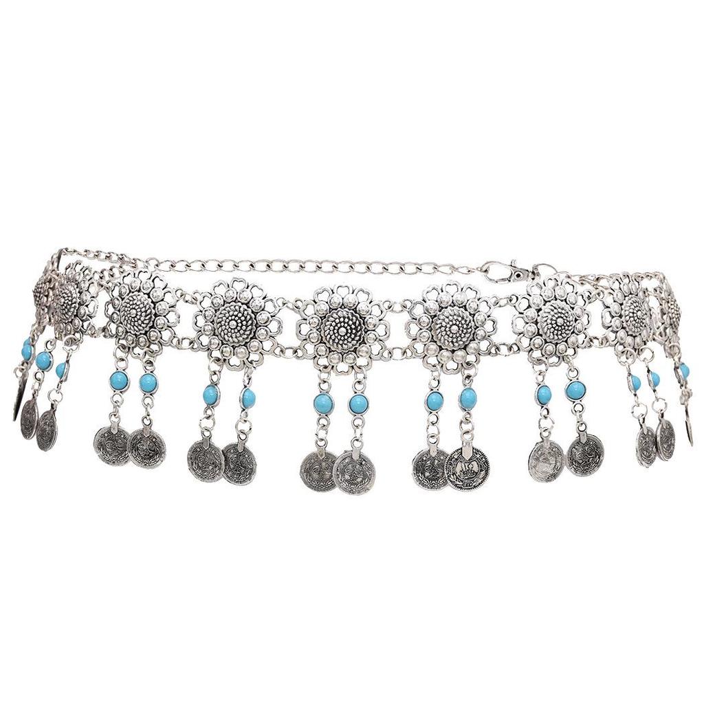 Bohemian Retro Flower Tassel Waist Chain for Belly Dance