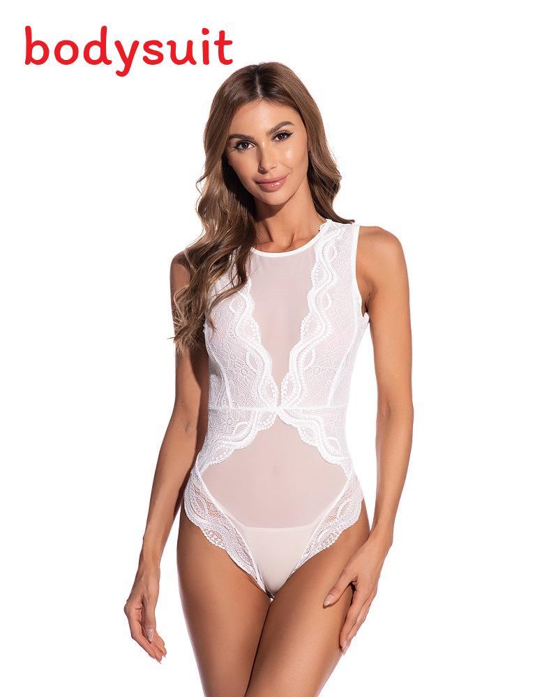 Nylon Sleeveless Bodysuit With Sheer Mesh Fabric For Casual Summer Wear