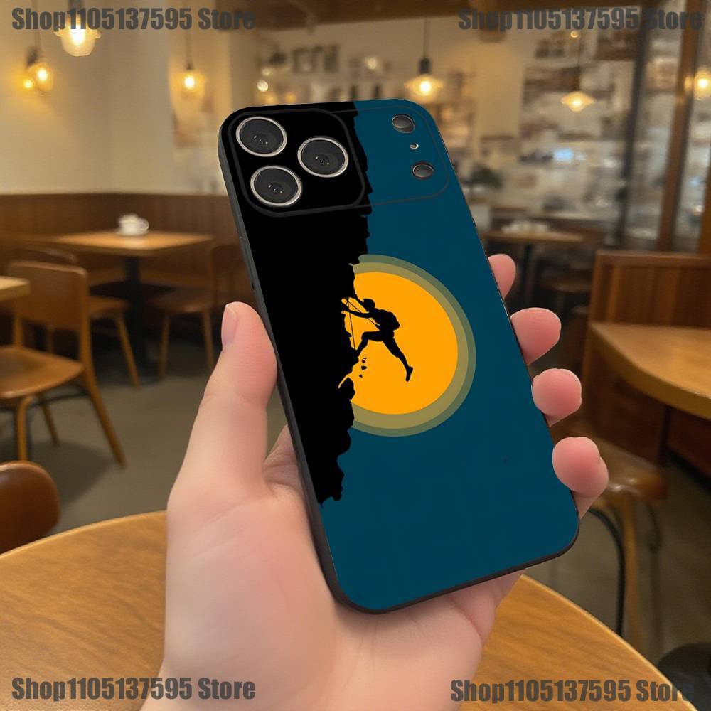Чехол для телефона со скалолазной стеной для iPhone 17, 16, 15, 14, 13, 12, 11, Pro, XS, Max, XR, Plus, E, SE4, Mini, Черный, Мягкий