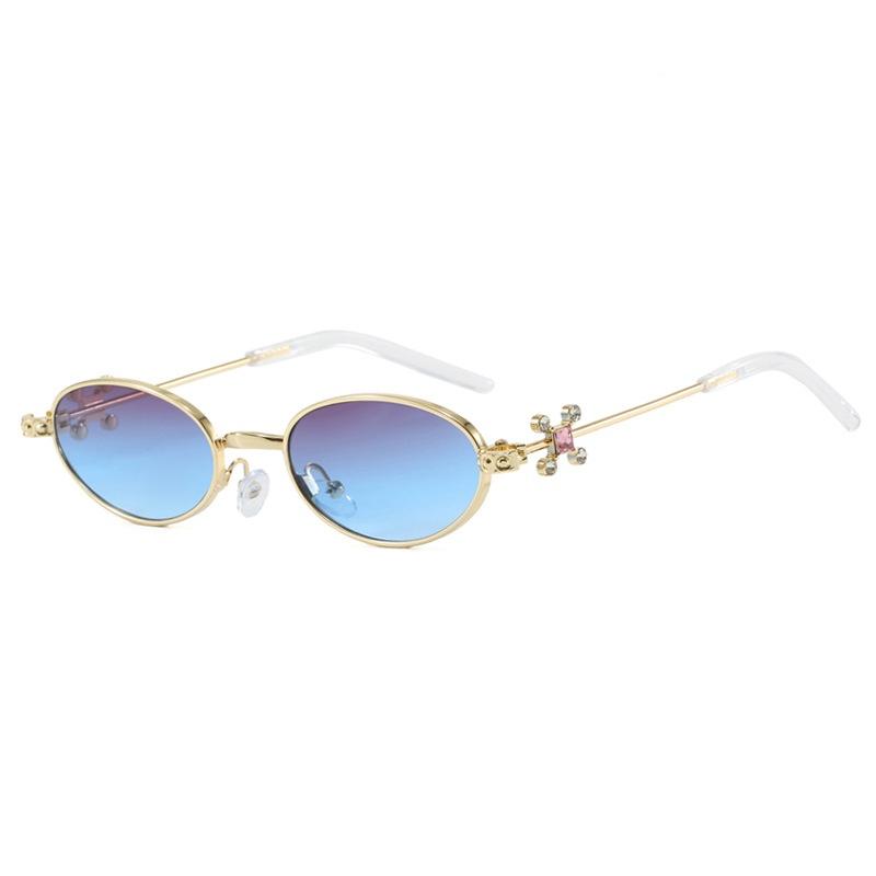 Ins New Retro Oval Women Sunglasses Y2K High End Diamond Inlaid Frame Design Steam Punk Men Casual Versatile Sun Glasses UV400
