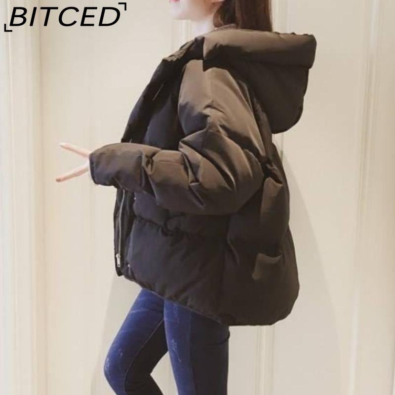 BITCED Winter Coat for Women - Cropped, Oversized Hooded Jacket Puffer Coat / Down Jacket