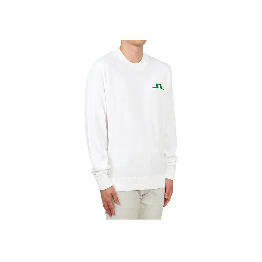 J.Lindeberg Logo Print Crew Neck Pullover Long Sleeve Sweatshirt Men sweatshirt White AMKW08142-0000