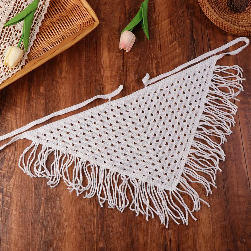 Y2K Ажурный шарф-треугольник с бахромой для женщин Весенний регулируемый многослойный аксессуар Универсальная повязка на талию/бедра Бандана