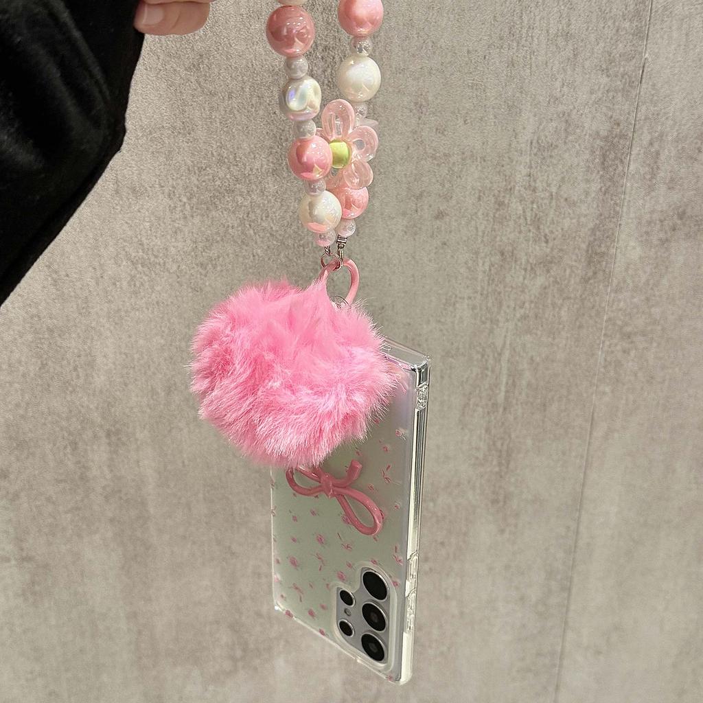 For Samsung Galaxy S24 Ultra Case Flower Pattern IMD TPU Phone Cover with Chain