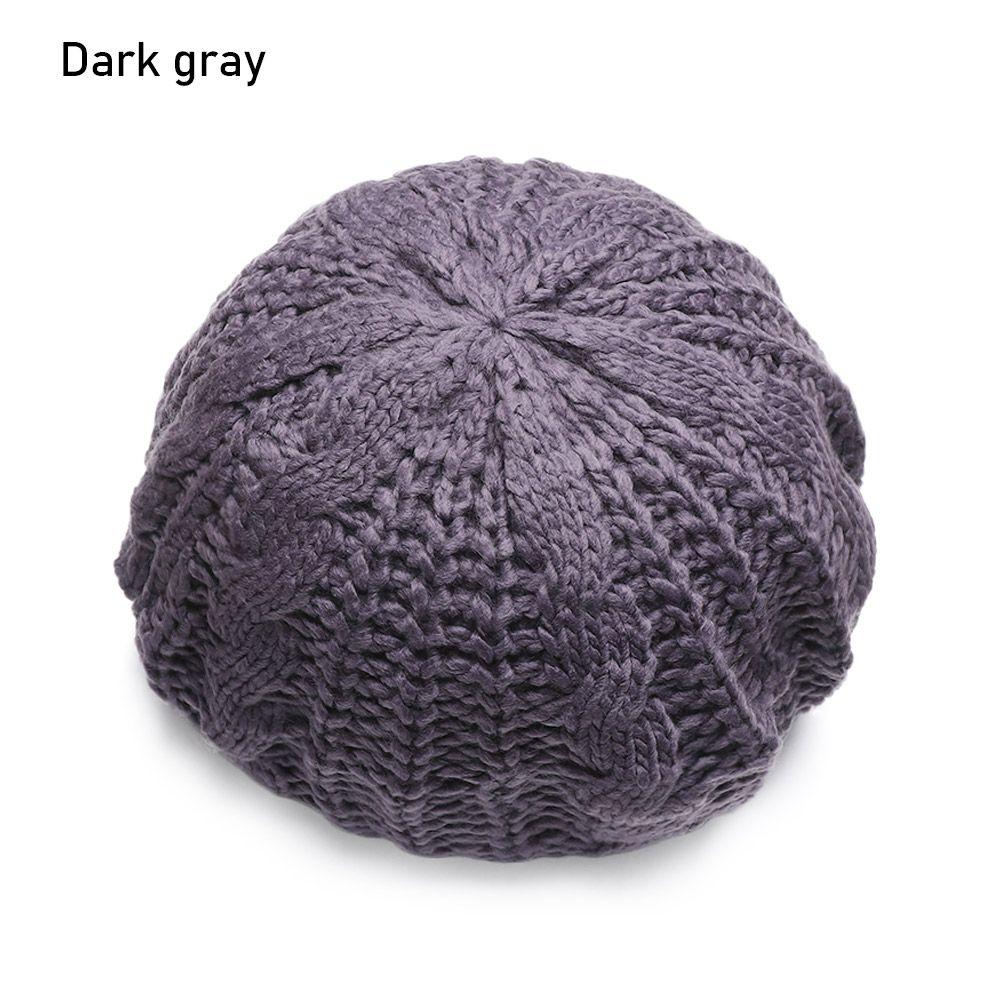 Women Girl Ribbed Vintage Warm Beret Hat French Artist Cap Knitted Cap Painter Hat
