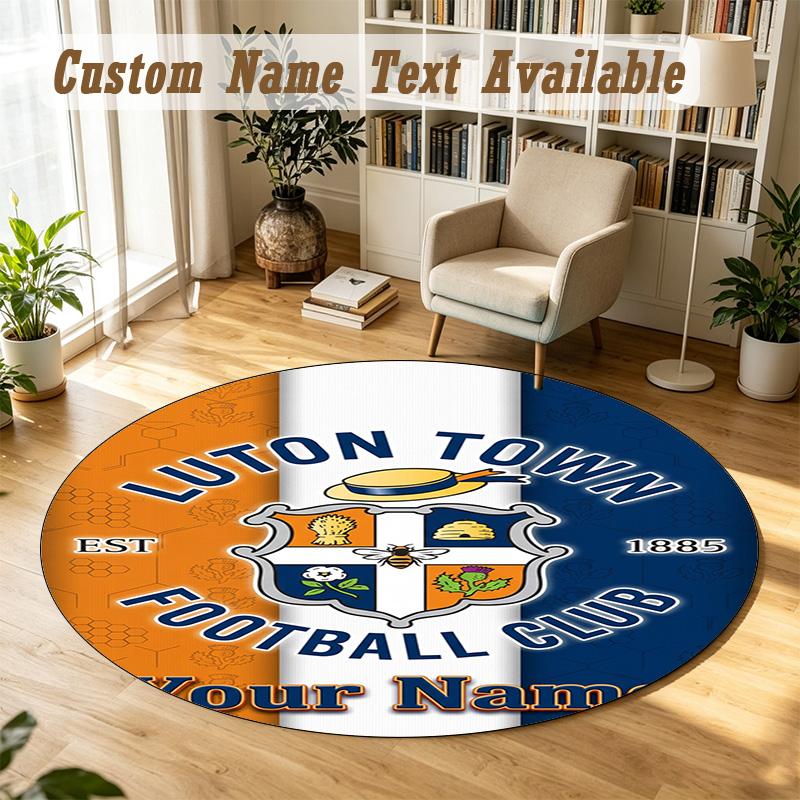Round Rug Custom NameLuton Town Pattern Non Slip Carpet Home Floor Decor
