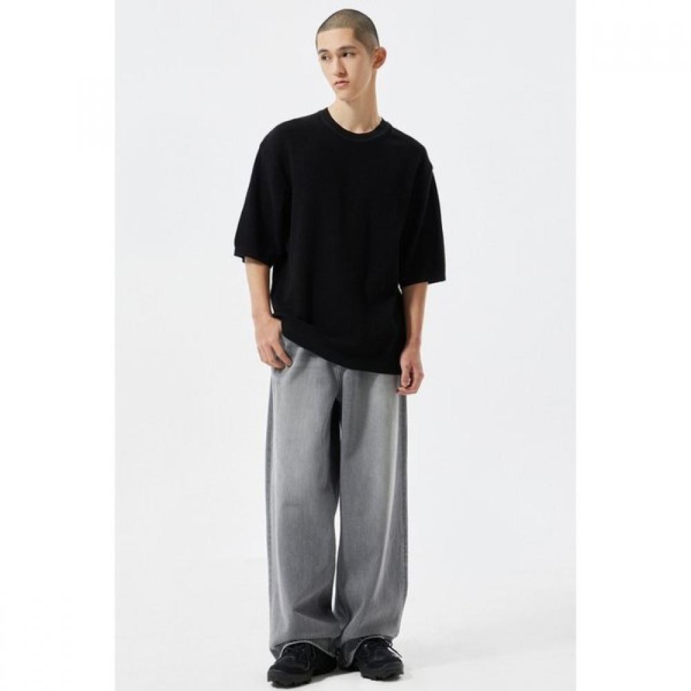 Customellow Black Soft Half Round Neck Sweater Cwwam25421bkx