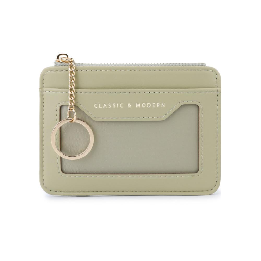 Simple With Keychain Hanging Card Bag PU Leather Thin Pocket Coin Purse Multifunction Waterproof Multi-card Wallet Gifts