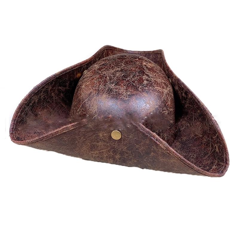 Взрослая пиратская шляпа из искусственной кожи для зимы и осени для креативного косплея на Хэллоуин, рейв-вечеринки, джазовая шляпа, регулируемая, с широкими полями