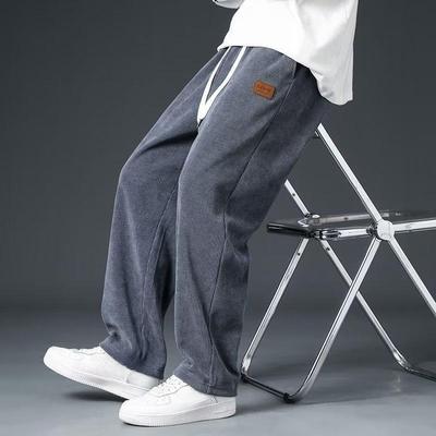 Мужские спортивные штаны из плотного вельвета и бархата — модные, повседневные, свободного кроя для осенних и зимних видов спорта