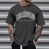 Los Angeles Letter Print T-shirts Cotton Men Clothes Vintage Sports Short Sleeve T Shirt Summer Fitness Loose Plus Size Shirts