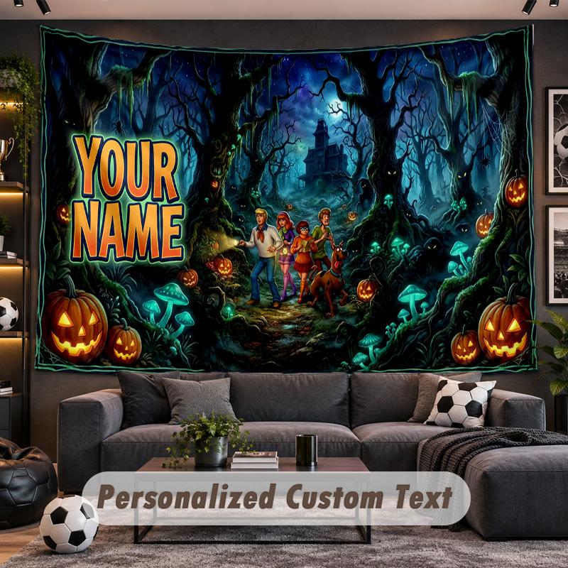 Scooby-Doo Personalized Tapestry Support Custom Name, Wall Art Home Decoration