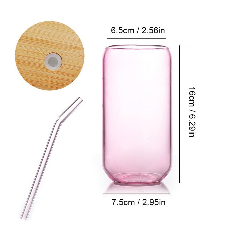 18,6 унций стаканы для питья с бамбуковыми крышками и стеклянными трубочками в форме банок, пивные бокалы, симпатичные стаканы для кофе со льдом, 1/4 шт.