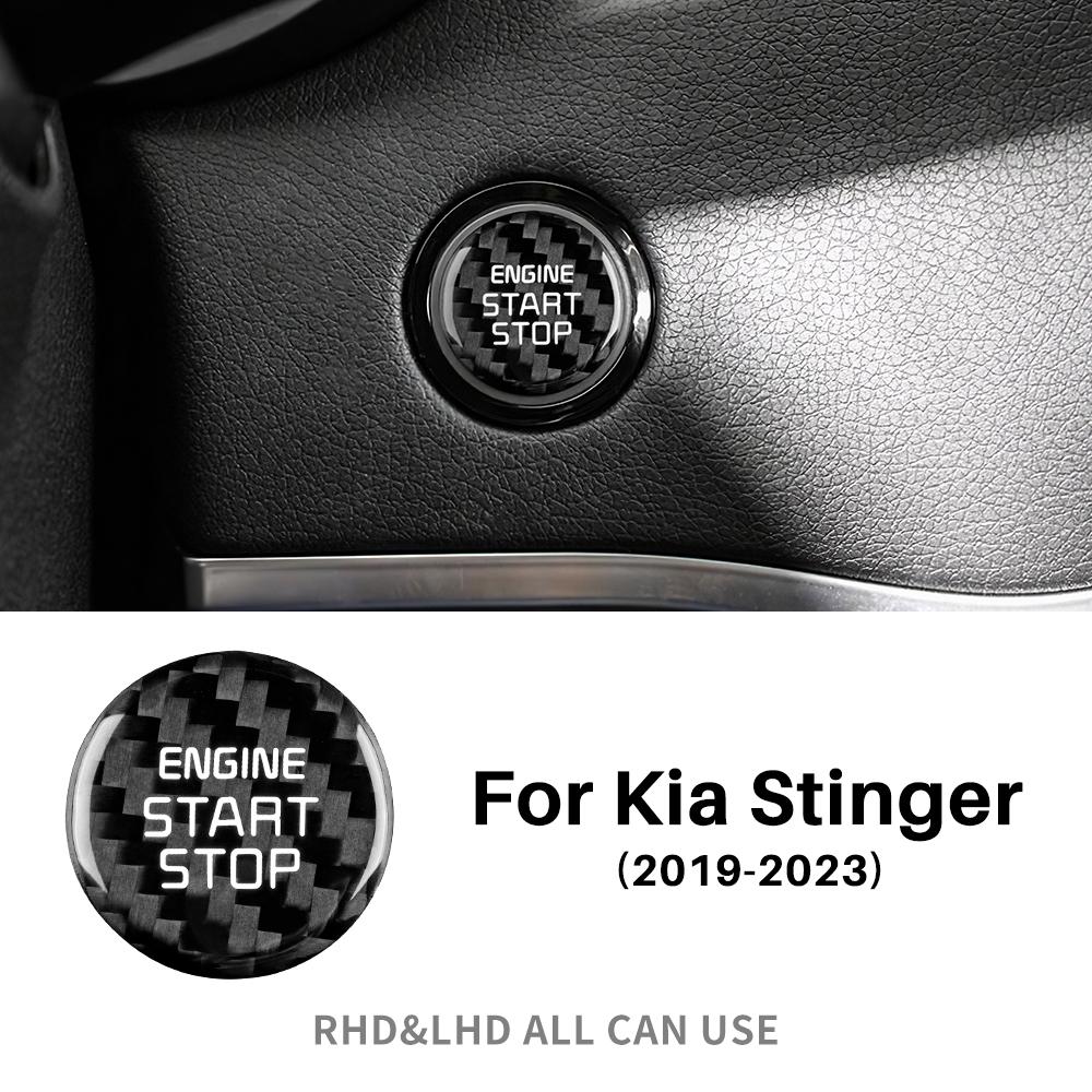 Real Hard Carbon Fiber Sticker For Kia Stinger 2019 2020 2021 2022 2023 Car Start Engine Stop Button Cover Interior Trim
