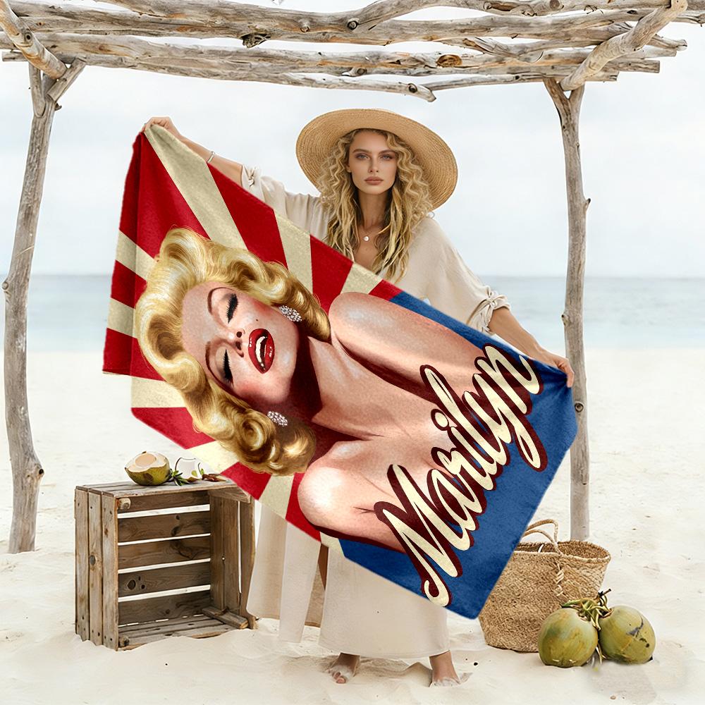 Marilyn Monroe Iconic Poster Beach Towel High Absorbency & Quick-Dry Comfortable Lightweight Suitable for Swimming, Gym, Camping, Yoga Vacation