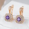 Роскошные серьги-подвески принцессы цвета розового золота для женщин с фиолетовым цирконием, свадебные серьги, ювелирные изделия для вечеринки, подарок