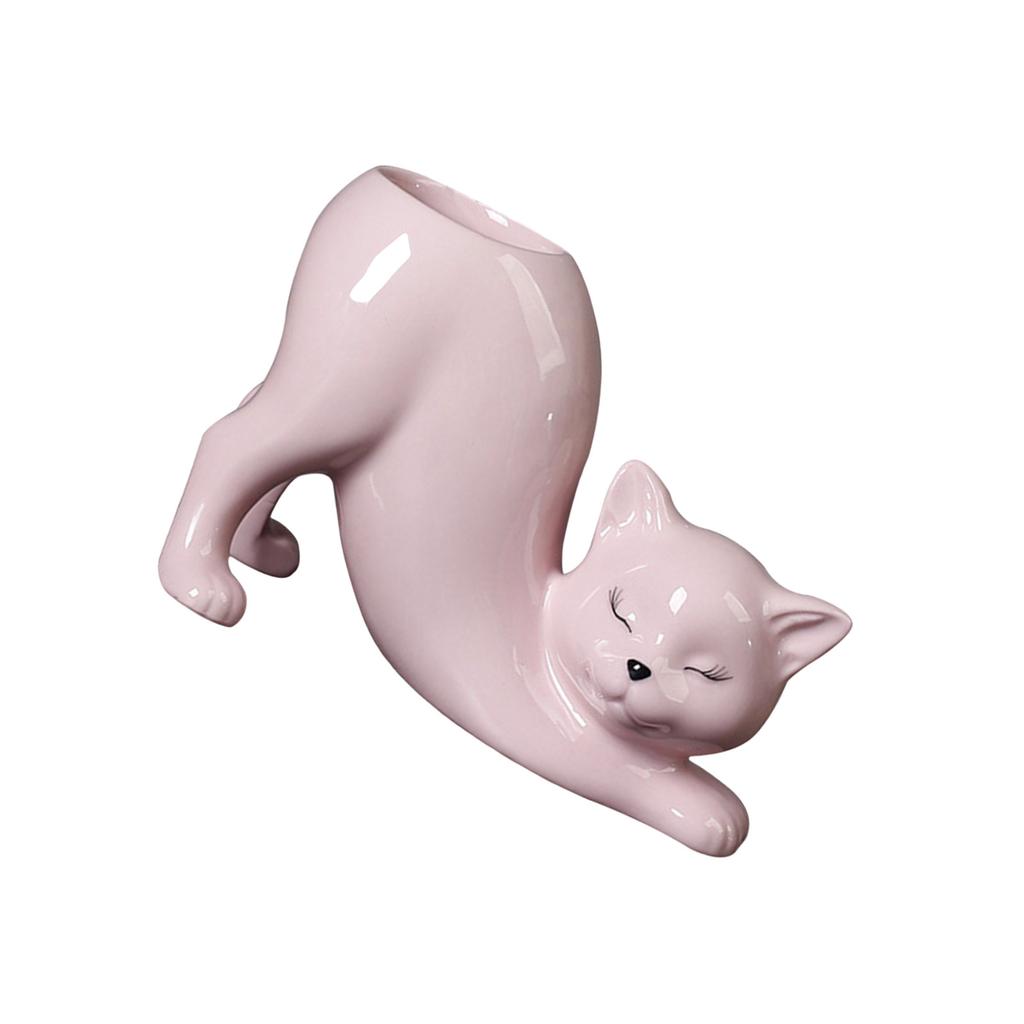 Ceramic Fleshy Plant Pot Cat Planter Plant Flowerpot Ornament for Fleshy Plant Cactuses Container for Home Balcony