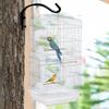 Portable Bird Cage with Handle, Removable Tray and Doors, Budgie Aviary with Wooden Perches, Swing and Food Bowls, 46.5x35.5x92cm, White
