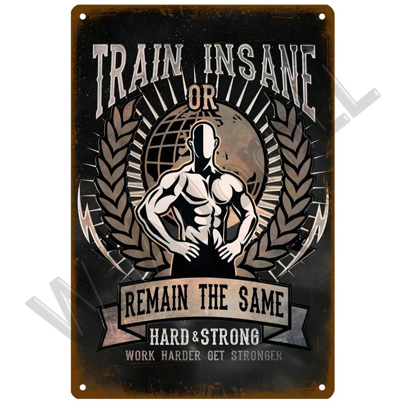 Вывеска для спортзала, металлическая вывеска, винтажный металлический плакат, металлическая табличка для тренировок, настенный декор для мужчин, жестяная вывеска для спортзала в пещере, декоративная тарелка для фитнеса