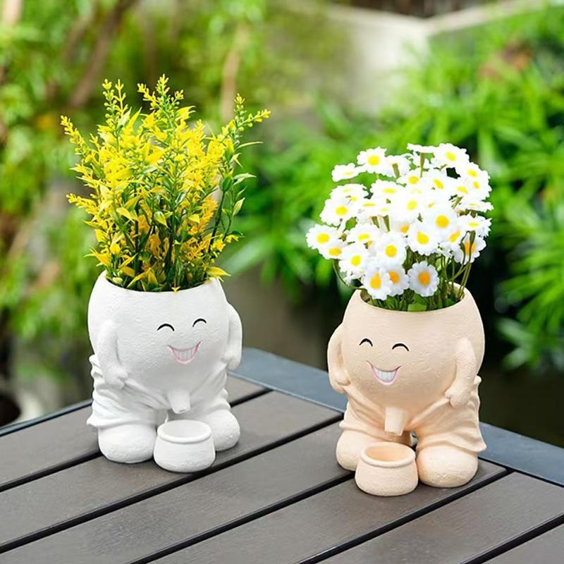 Необычный креативный горшок с изображением смайлика, горшок для растений Naughty Boy с дренажным отверстием, для использования в помещении и на открытом воздухе, Рождество