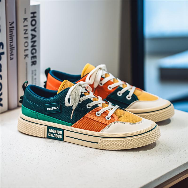 Мужские парусиновые дышащие кеды в стиле колор-блок - Модные и универсальные повседневные спортивные вещи на лето 2025