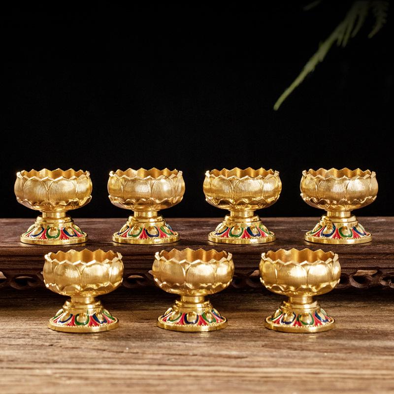 Полностью металлический набор подсвечников-лотосов для буддийских подношений