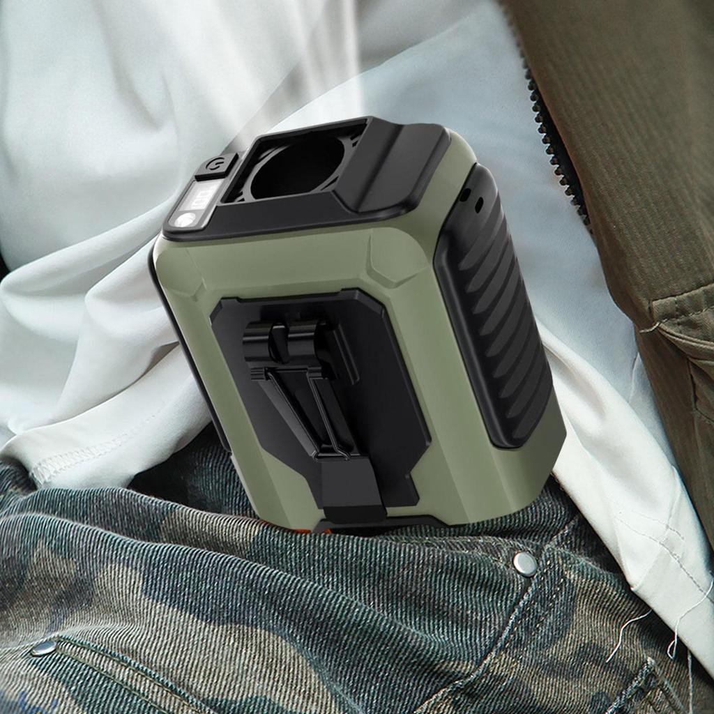 Portable Waist Fan 100 Gears Flashlight Clip on for Outside Farm Work Riding