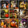 5D DIY Diamond Embroidery Cat Full Round Diamond Painting Animal Rhinestone Art Halloween Decorations