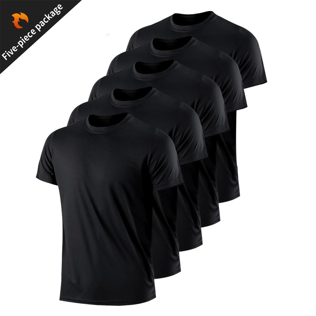 5PCS/Set Men's Casual Breathable Quick-Dry Short Sleeve Sports T-Shirts