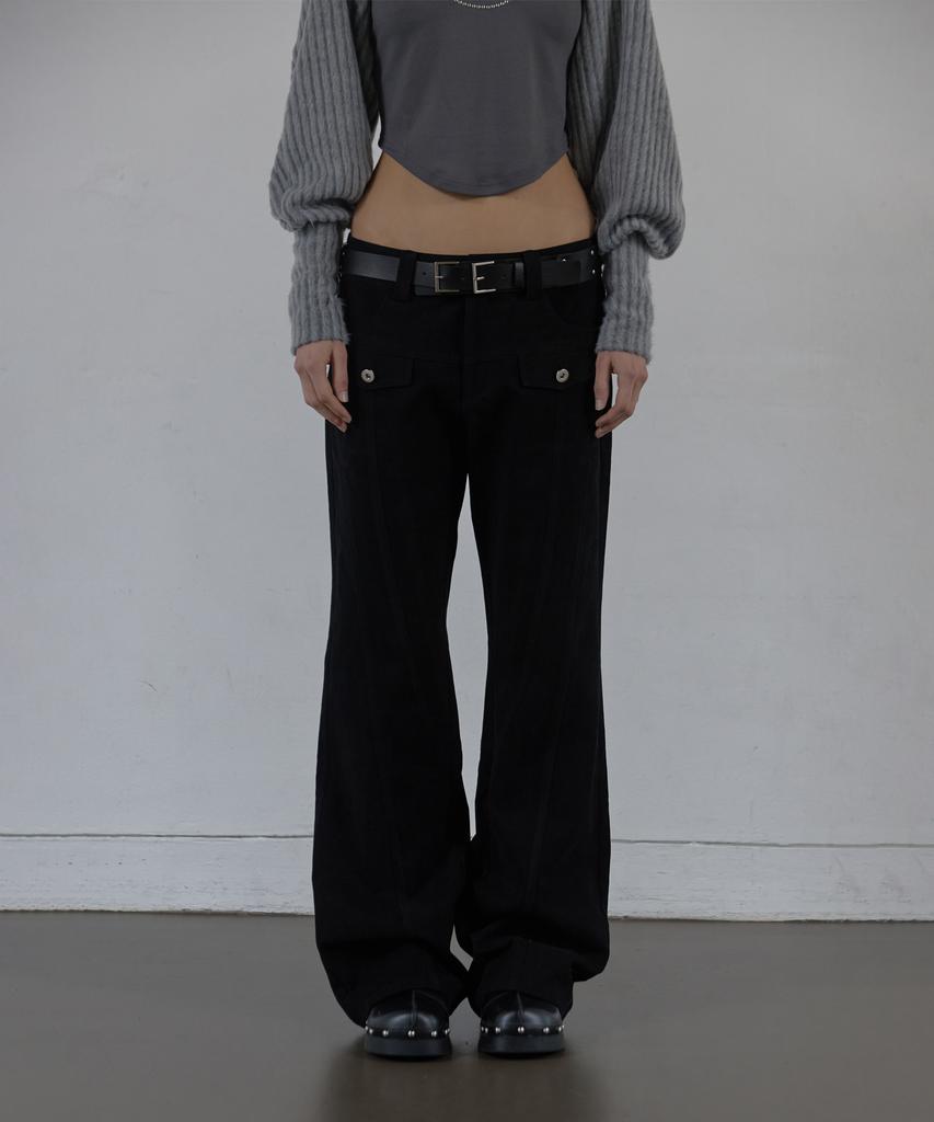 SETUP-EXE Line Bootcut Pants / Black