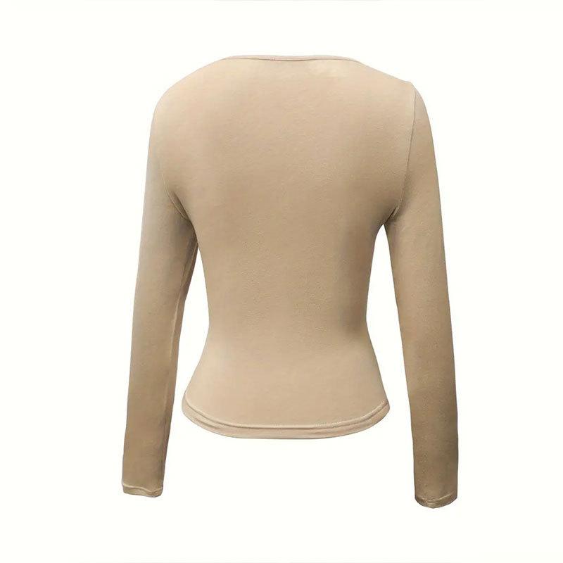 Женский летний тонкий бандажный корсет с круглым вырезом и длинными рукавами