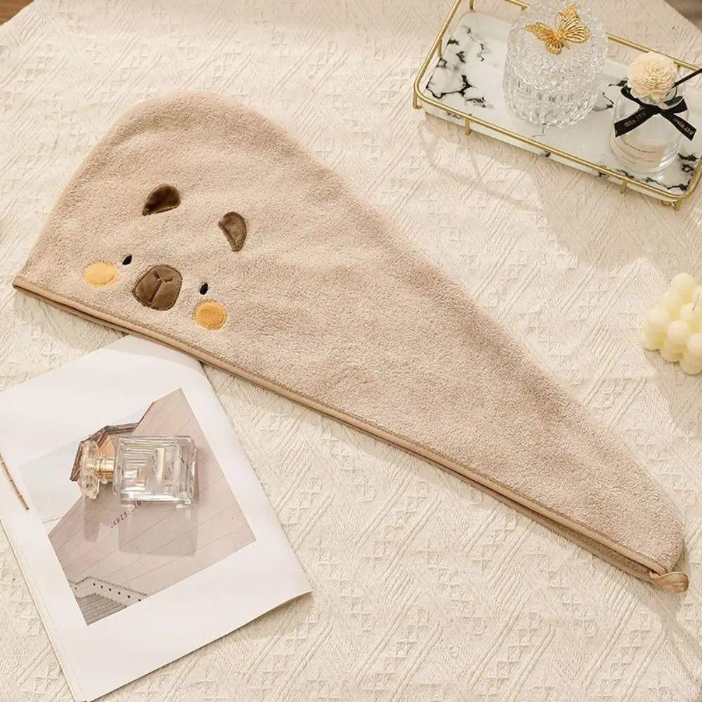 Quick Drying Capybara Dry Hair Cap Combed Cotton Coral Velvet Bathing Cap Capybara Towel  Pool