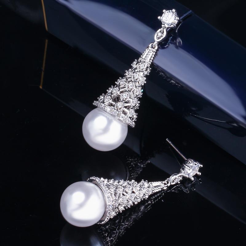 WWJ модные полые цирконовые длинные круглые серьги с искусственным жемчугом для женщин
