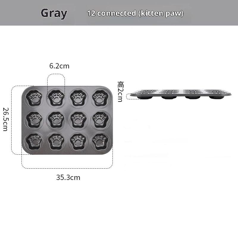 Форма для выпечки кошачьих лапок на 6/9/12 ячеек, противень, антипригарная углеродистая сталь, сделай сам, милая форма для конфет и торта, инструмент для декора, форма для печенья и конфет