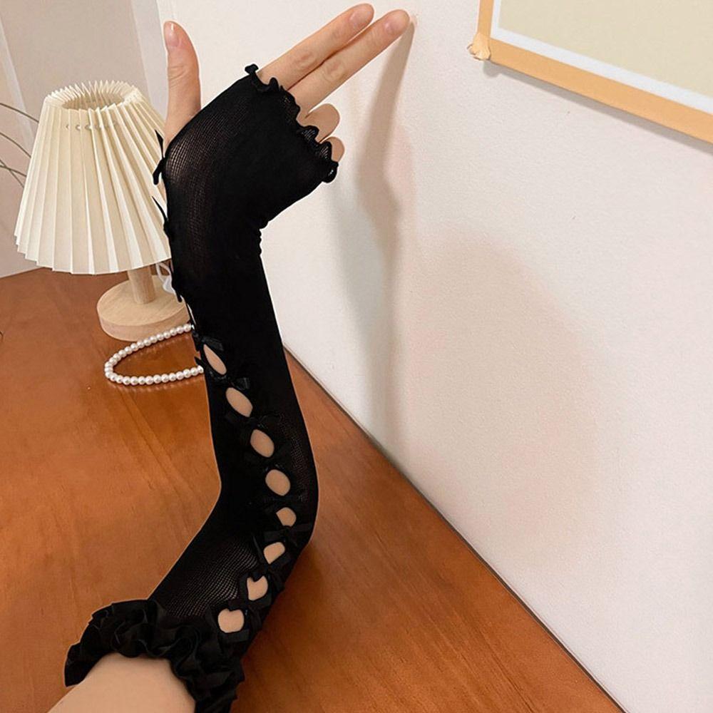 Y2k кружевные перчатки с бантом в балетном стиле женские солнцезащитные рукава милые кружевные перчатки принцессы реквизит для косплея