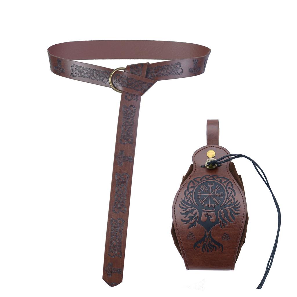 Medieval Knight Pu Belt Viking Vintage Bag Bag Halloween Cosplay Costume Dress Up Props