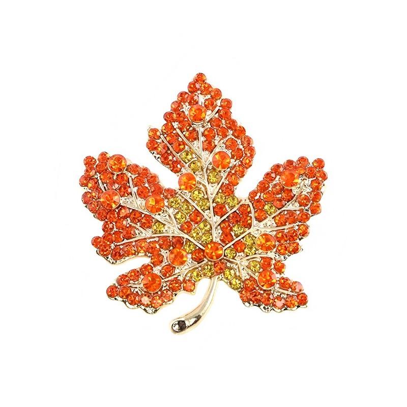 Maple Leaf Brooch, High-end Women's Exquisite Full Diamond Brooch, Retro Niche Suit Coat Corsage, Elegant Accessory