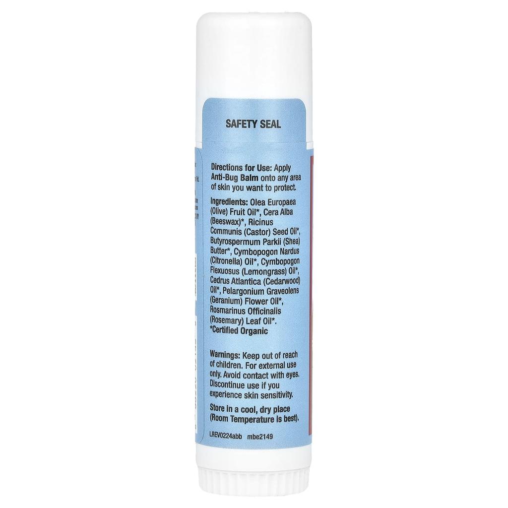 Sierra Bees Anti-Bug Balm Stick, Cedar, Geranium, and Rosemary Oil, 0.6 Oz (17 G)