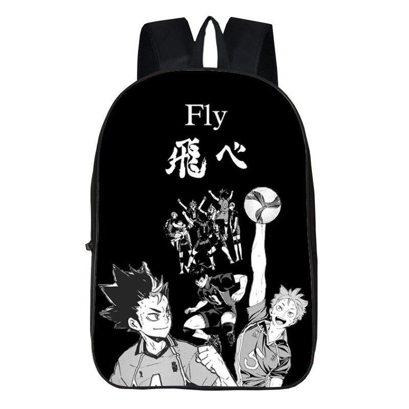 Fashionable Karasuno High School Backpack With Anime Haikyuu Print And Easy-clean Fabric